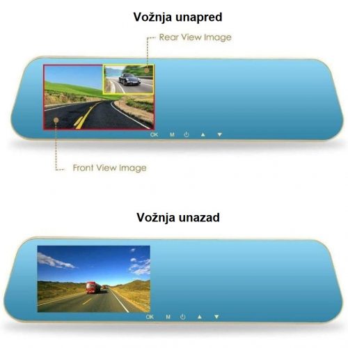 Blackbox DVR 1080p Retrovizor Kamera + Zadnja Kamera