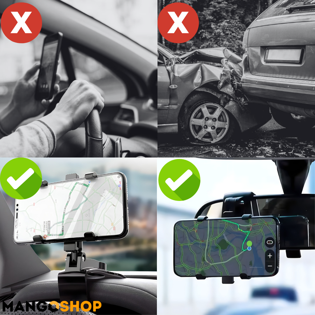 Auto držač za telefon sa štipaljkom za sigurno pričvršćivanje – 360° rotacija