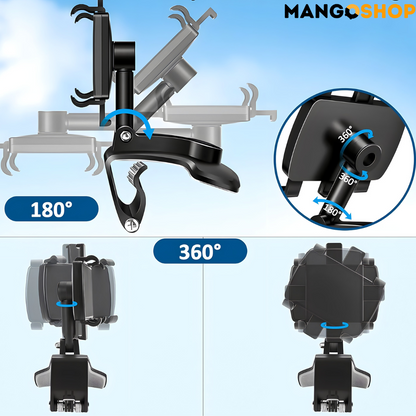 Auto držač za telefon sa štipaljkom za sigurno pričvršćivanje – 360° rotacija