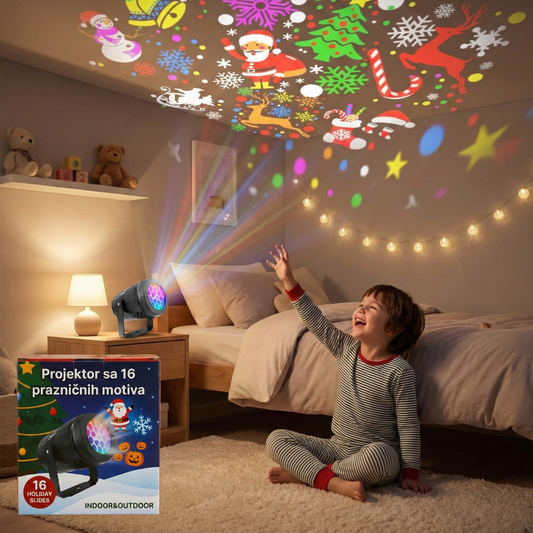 Projektor sa 16 prazničnih motiva