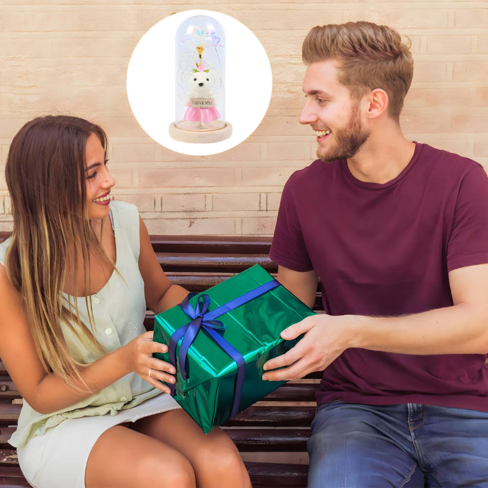 Romantična LED lampa sa ružom i medom