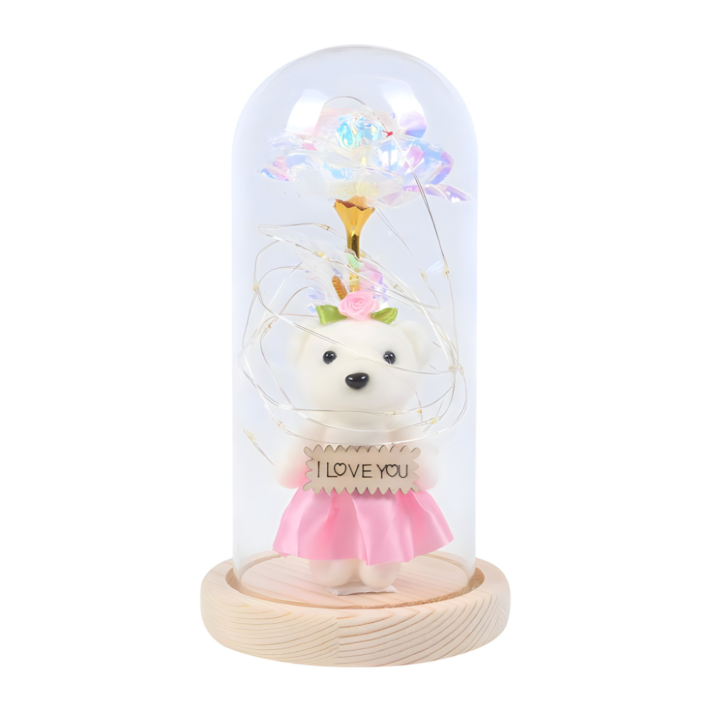 Romantična LED lampa sa ružom i medom