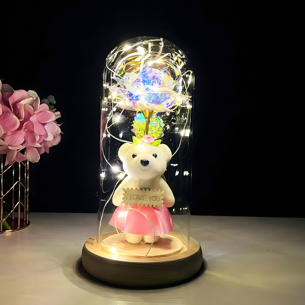 Romantična LED lampa sa ružom i medom