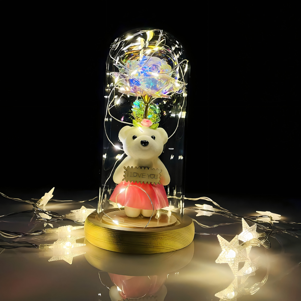 Romantična LED lampa sa ružom i medom