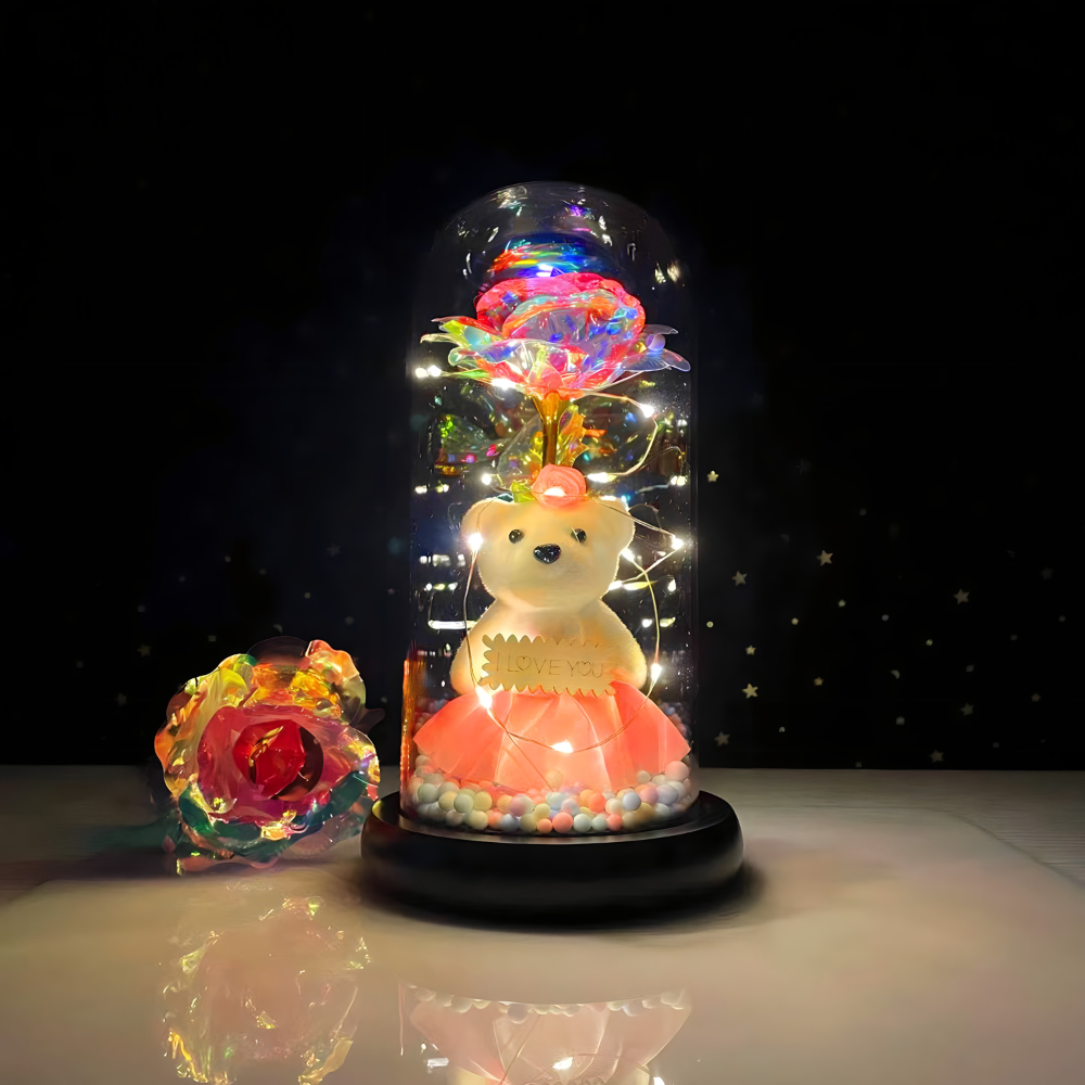 Romantična LED lampa sa ružom i medom