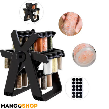 Rotirajući stalak za začine + 18 teglica