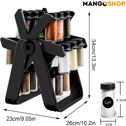 Rotirajući stalak za začine + 18 teglica