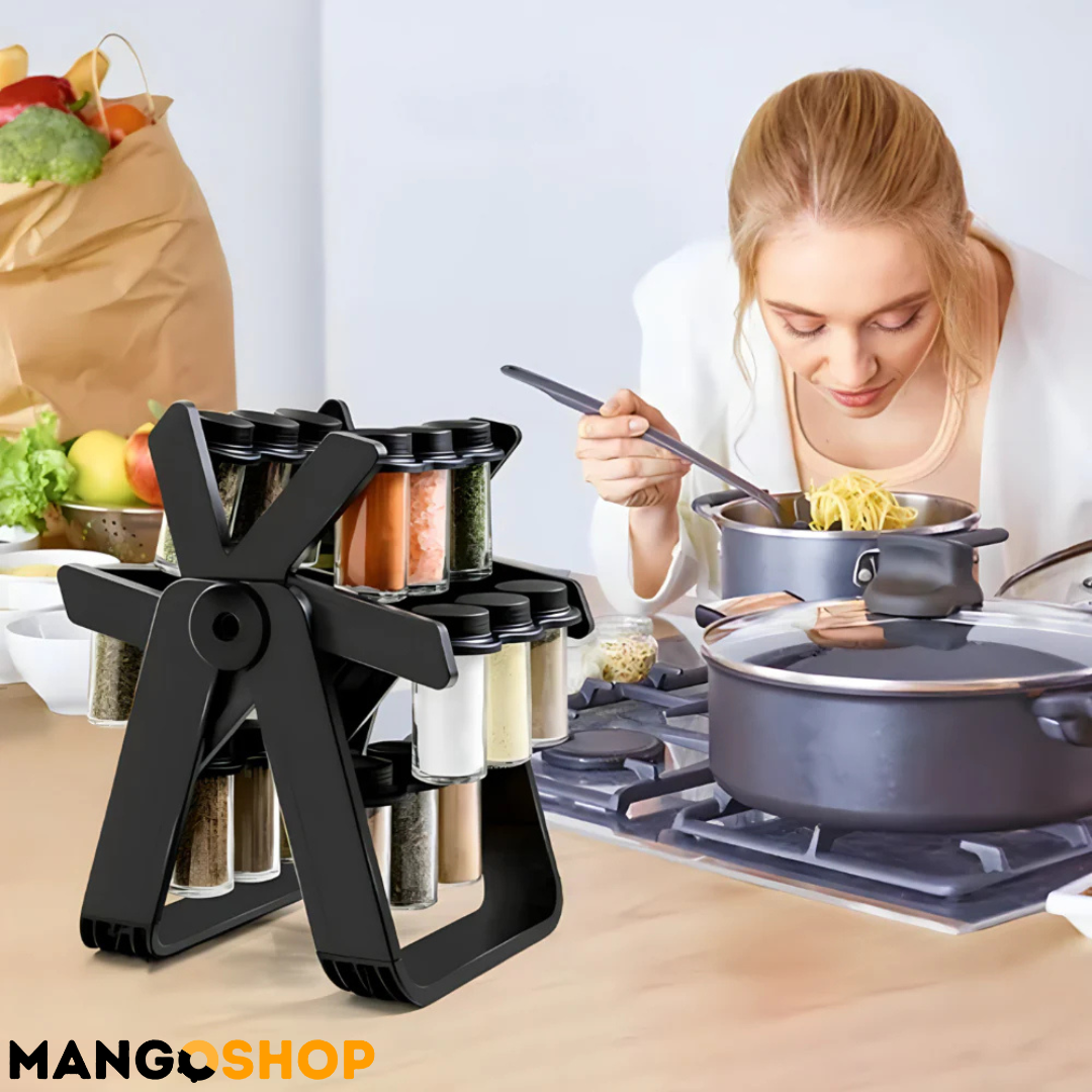 Rotirajući stalak za začine + 18 teglica