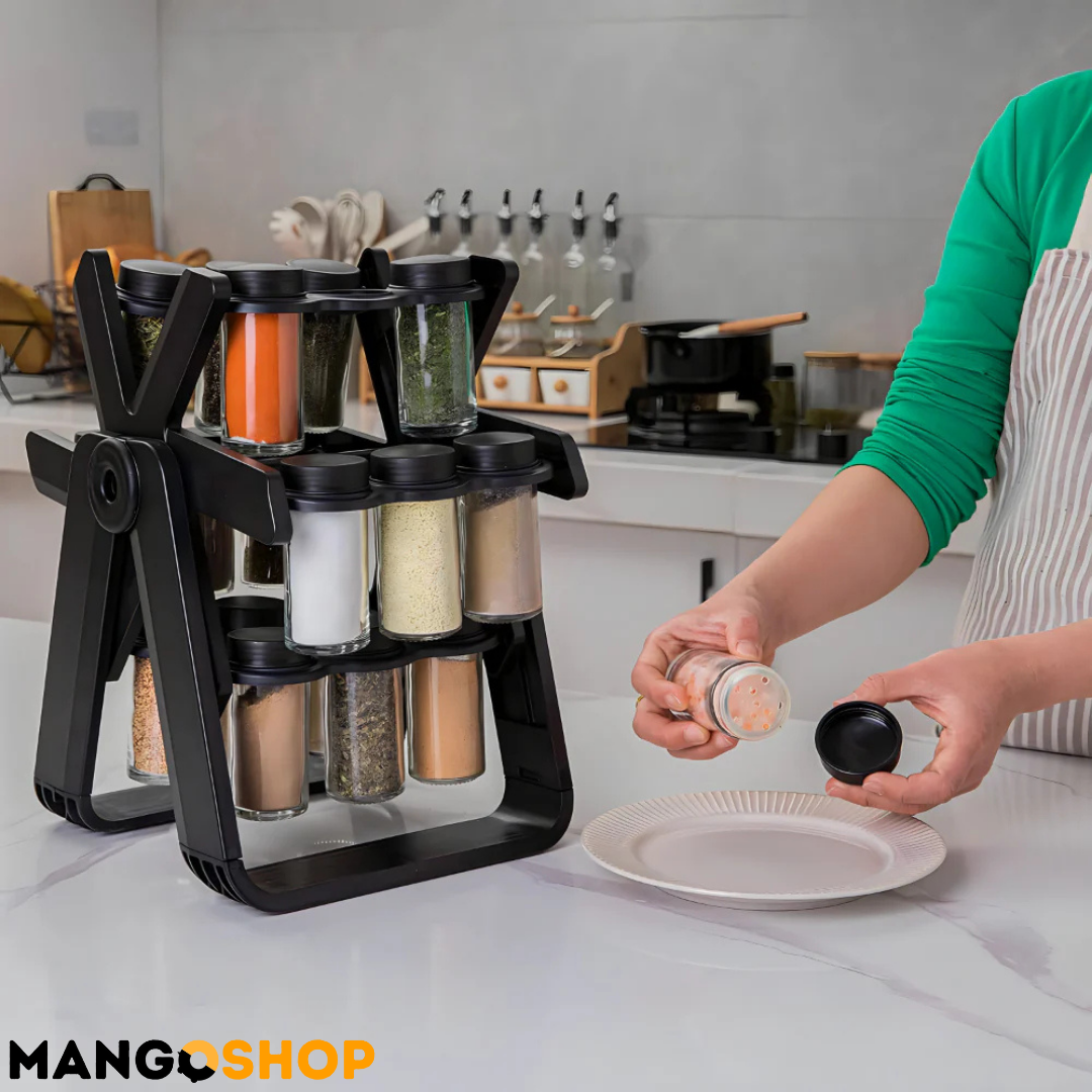 Rotirajući stalak za začine + 18 teglica