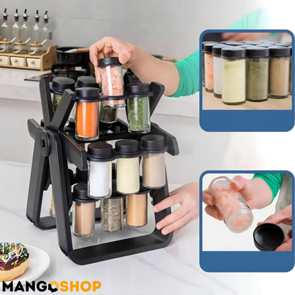 Rotirajući stalak za začine + 18 teglica