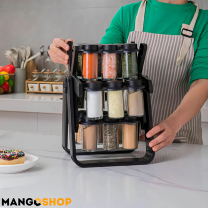 Rotirajući stalak za začine + 18 teglica