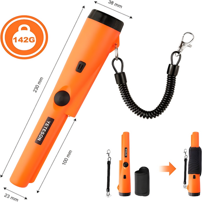 Ručni detektor metala sa zvučnim signalima, vibracijom i LED svetlom