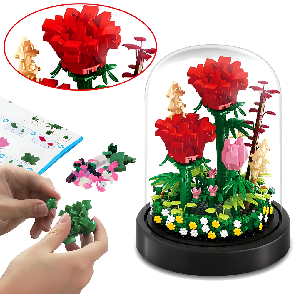 Set kockica za sklapanje ruža sa postoljem i kupolom - 596 delova