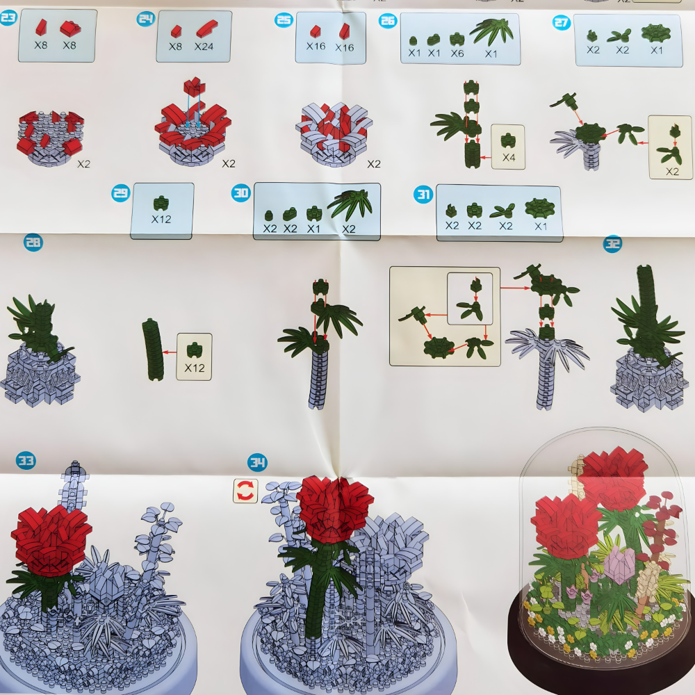 Set kockica za sklapanje ruža sa postoljem i kupolom - 596 delova