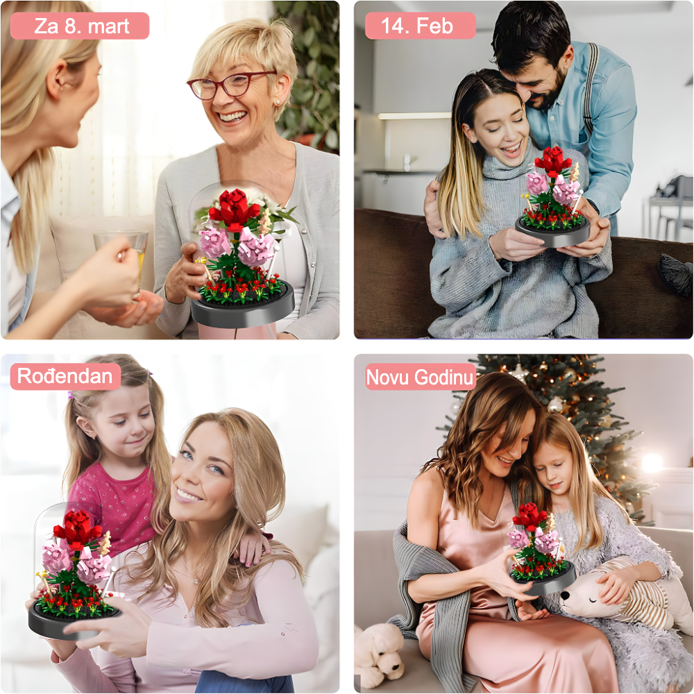 Set kockica za sklapanje ruža sa postoljem i kupolom - 596 delova