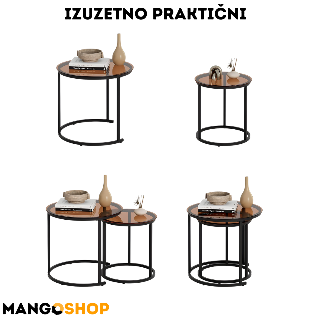 Set okruglih staklenih stočića