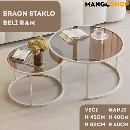 Set okruglih staklenih stočića