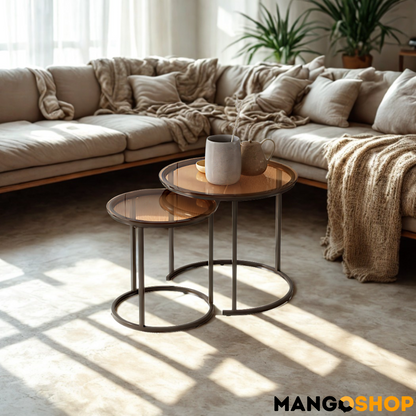 Set okruglih staklenih stočića