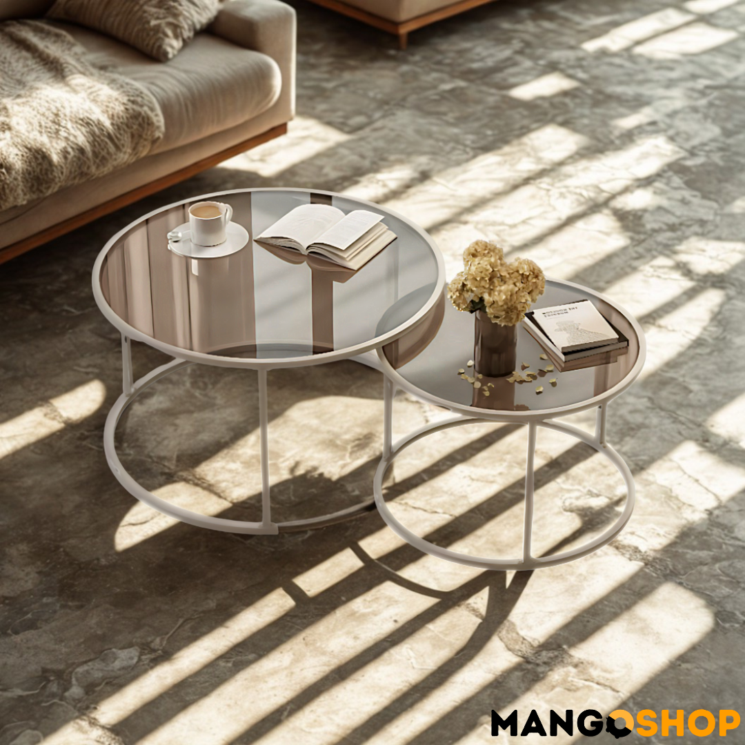 Set okruglih staklenih stočića