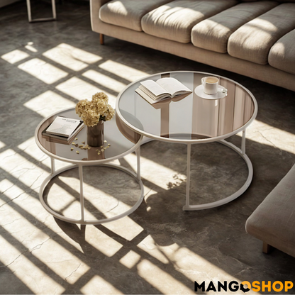 Set okruglih staklenih stočića