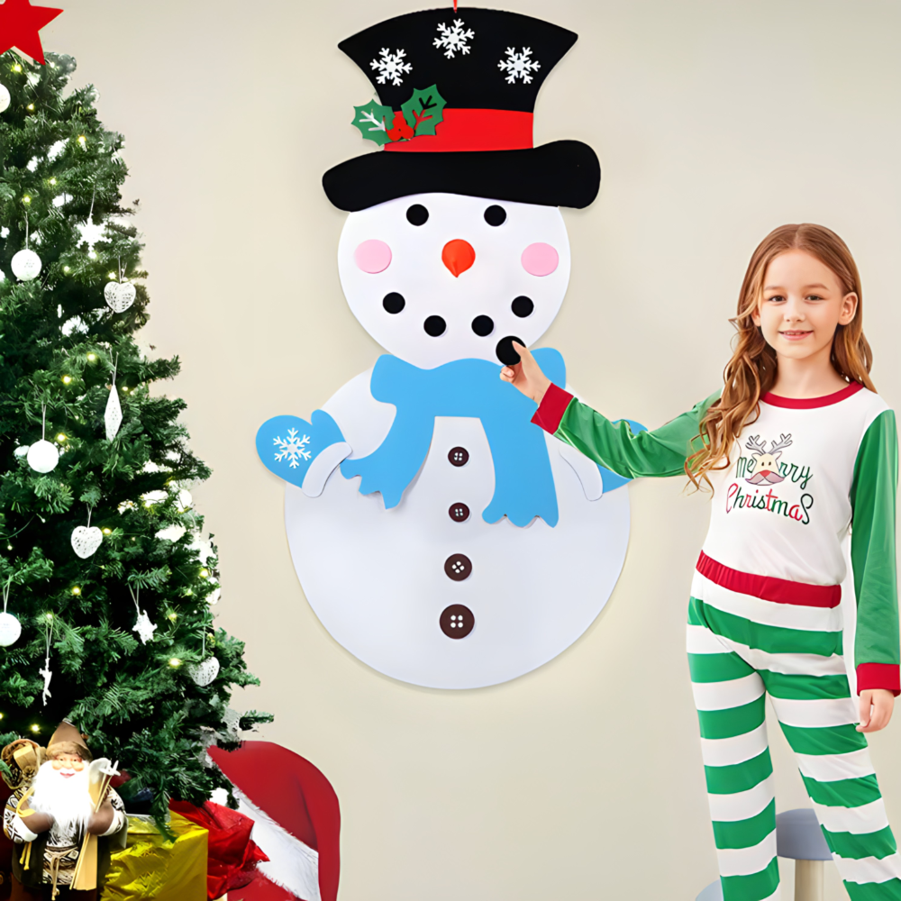 Sneško Belić sa čičak ukrasima - Novogodišnja dekoracija za zid