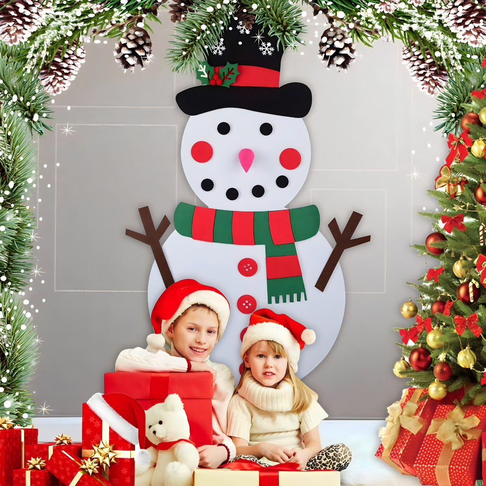 Sneško Belić sa čičak ukrasima - Novogodišnja dekoracija za zid