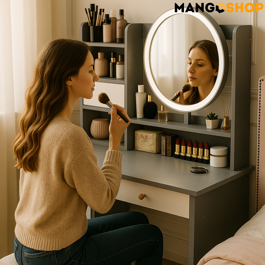 Stočić za šminkanje sa ogledalom + tabure