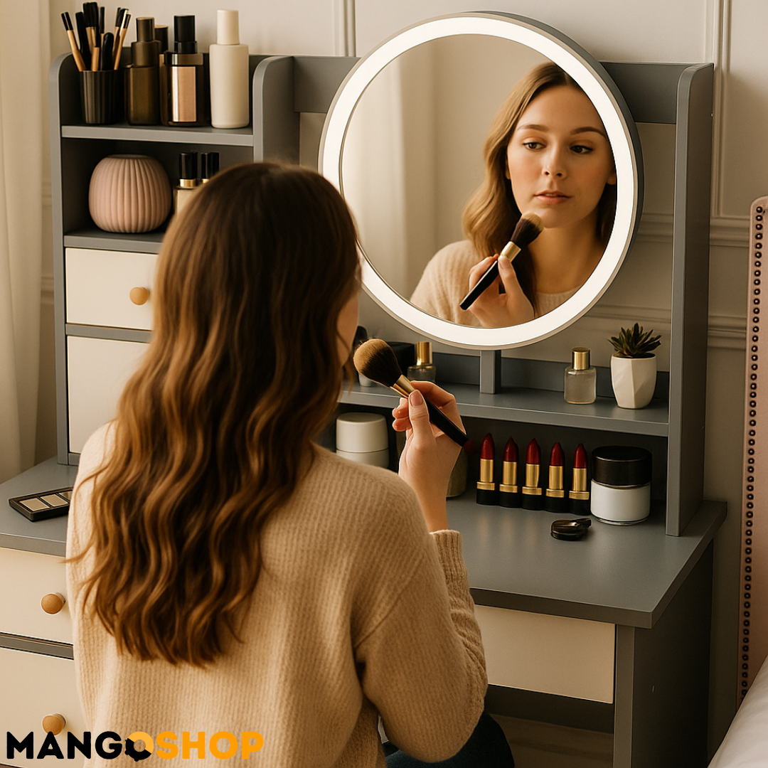 Stočić za šminkanje sa ogledalom + tabure