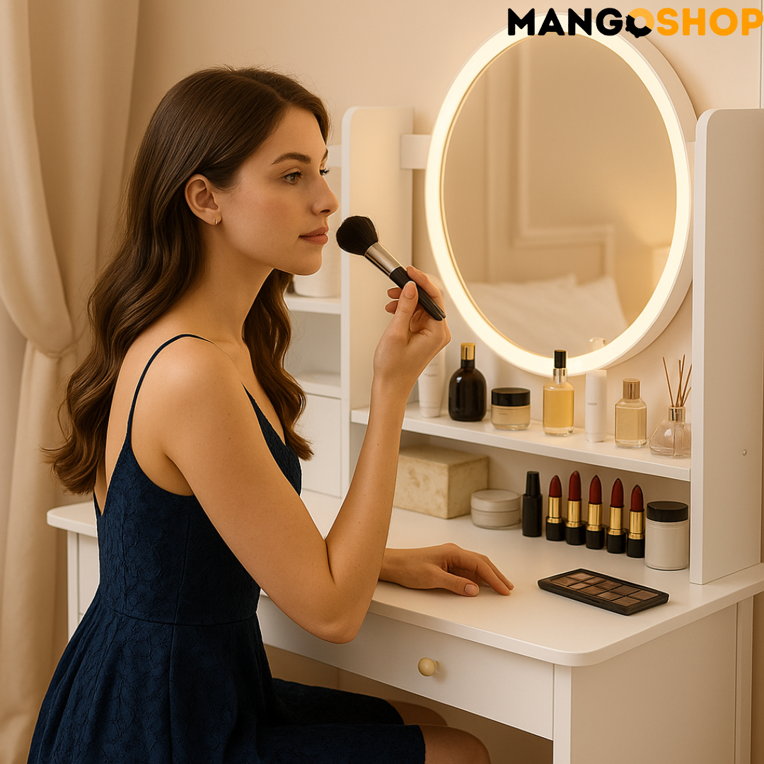 Stočić za šminkanje sa ogledalom + tabure