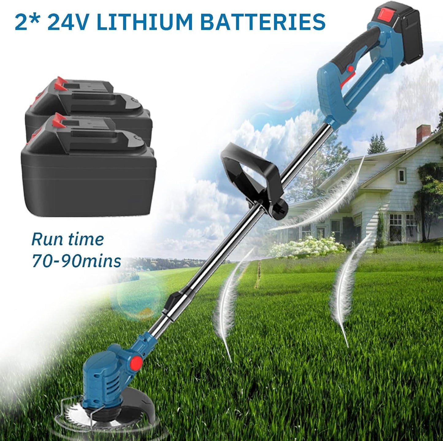 Aku trimer za travu sa 2 baterije