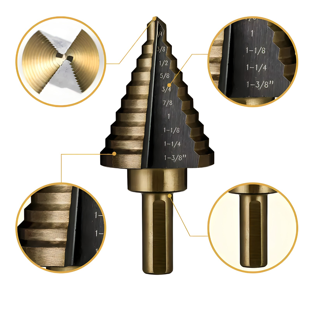 Set stepenastih burgija - 5 komada
